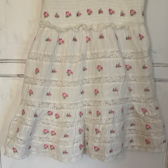 LoveShackFancy Finny Ivory Rose Lace Mini Dress Small - Picture 6 of 9
